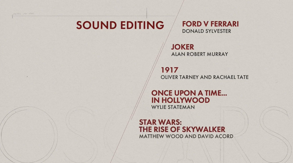 AwardsWatch 2020 Oscar Winner Predictions SOUND EDITING